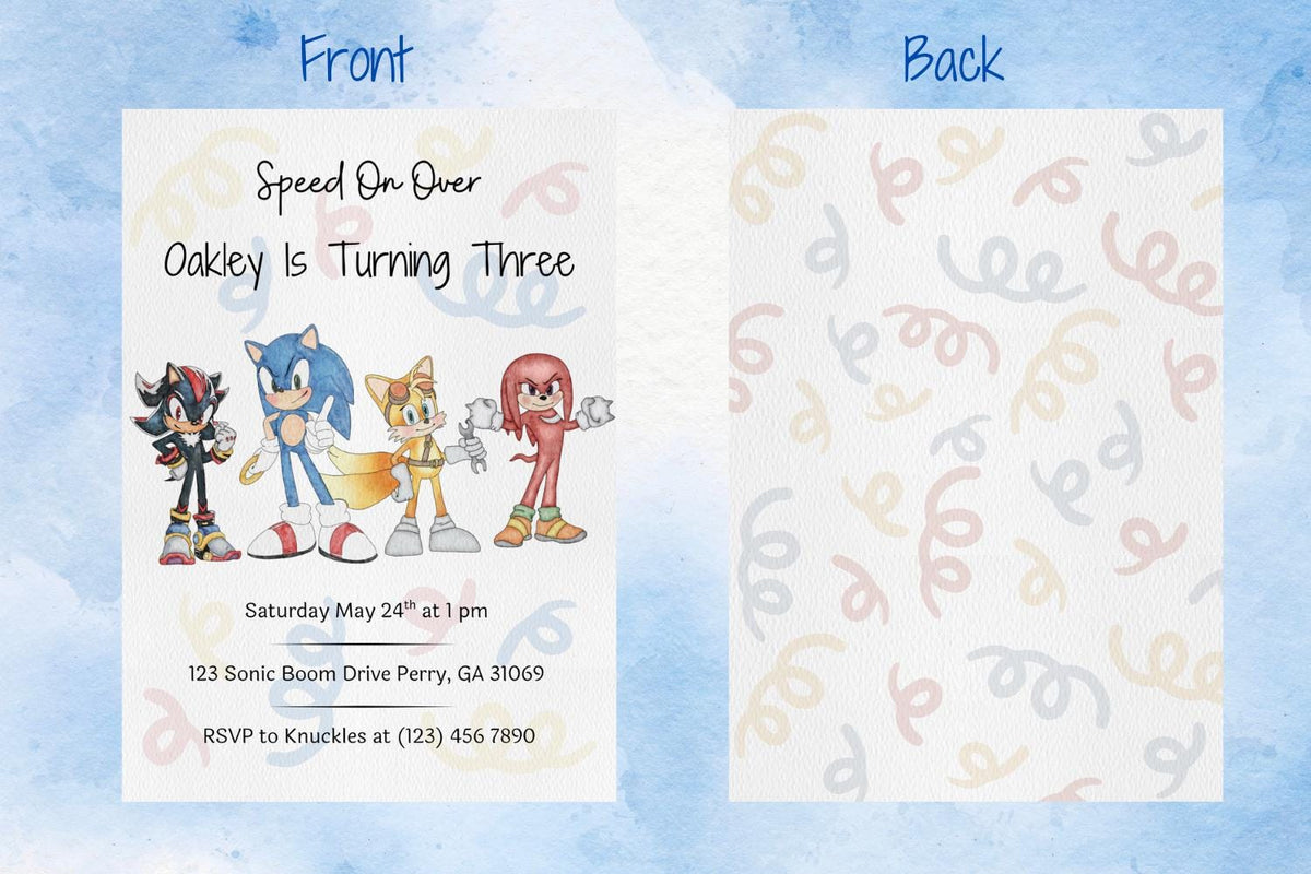 Sonic Birthday Party Invite